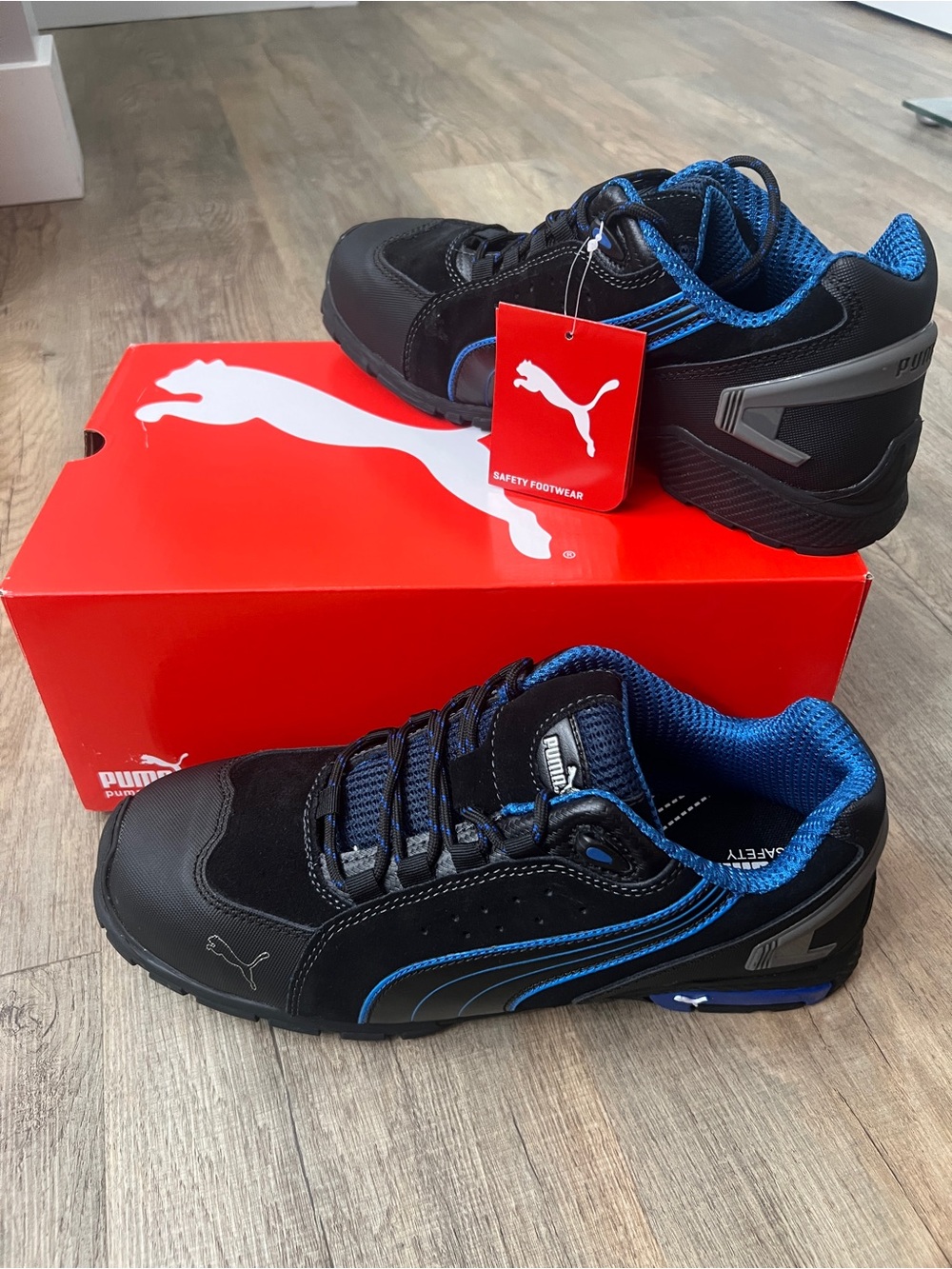 *NEW IN BOX* Puma Rio Low, Black and Blue Men's Safety Work Sneakers